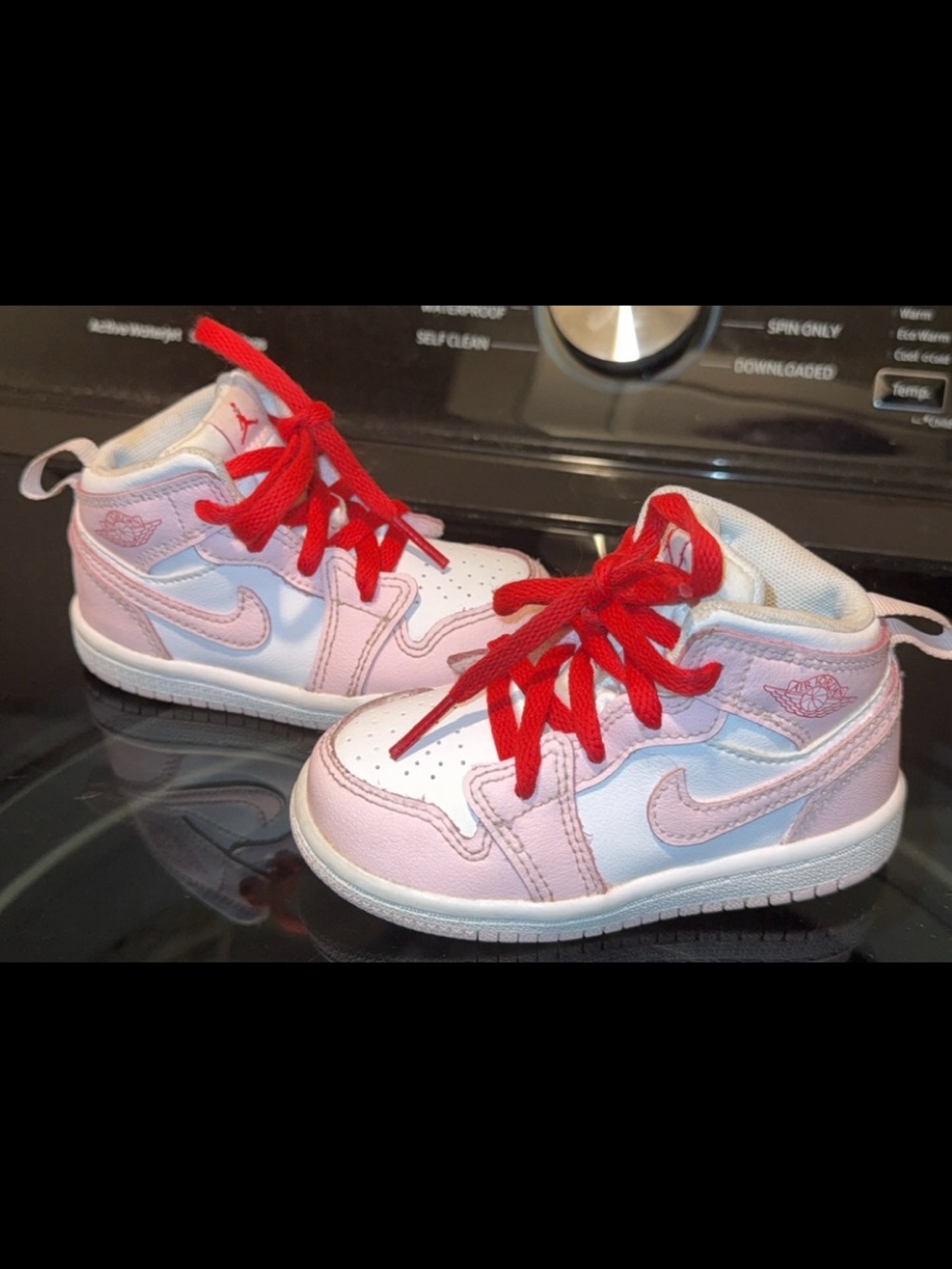Nike Kids Sneakers in Pink, White & Red Laces